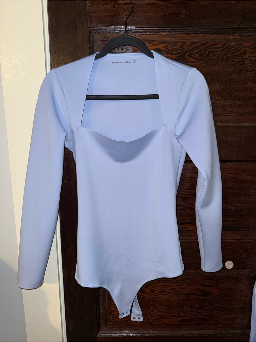 Abercrombie & Fitch Pale Blue Long-Sleeve Square Neck Bodysuit